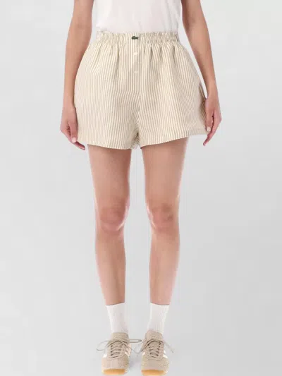 Lacoste Cotton Striped Shorts Side Pockets Buttons In White