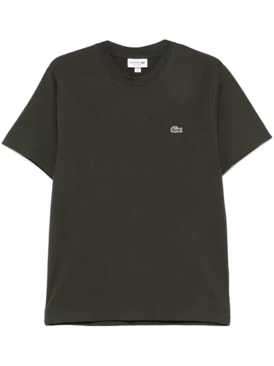 Lacoste Classic Fit Cotton Knit Tee Khaki In Neutrals