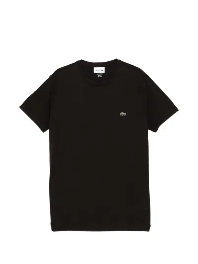 Lacoste Short Sleeve Pima Crew Neck T-shirts In Black