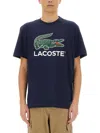 Lacoste Cotton T-shirt With Print In Blue