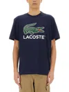Lacoste Cotton T-shirt With Print In Blue