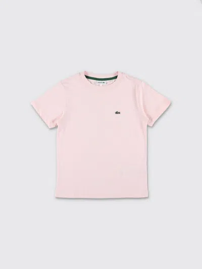 Lacoste Kids'  Cotton T-shirt With Mini Logo In Pink