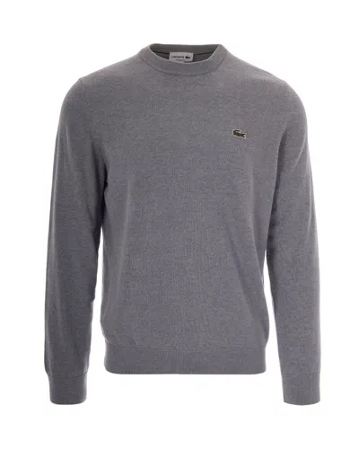 Lacoste Cotton-jersey Crewneck Sweater In Gray