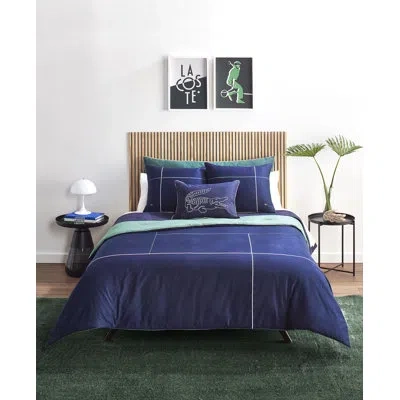 Lacoste Court Lines Comforter Set, Navy In Blue;navy