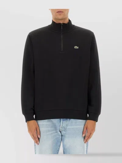 Lacoste Cozy Knitwear Featuring Ribbed Cuffs In Black