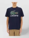 Lacoste Crew Neck Cotton T-shirt Print In Blue