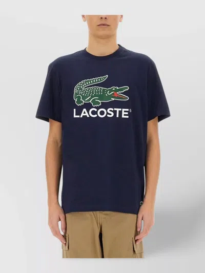 Lacoste Crew Neck Cotton T-shirt Print In Navy