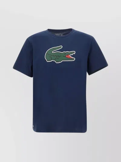 Lacoste Crew Neck Cotton T-shirt With Maxi Logo In Blue
