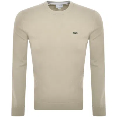 Lacoste Crew Neck Knit Jumper Beige In Neutral