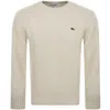 Lacoste Crew Neck Knit Jumper Cream In White