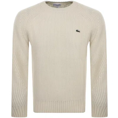 Lacoste Crew Neck Knit Jumper Cream In White