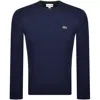 Lacoste Crew Neck Knit Jumper Navy In Blue