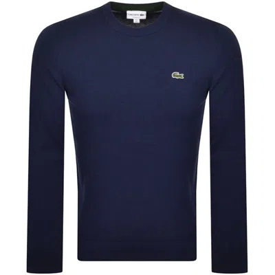 Lacoste Crew Neck Knit Jumper Navy In Blue