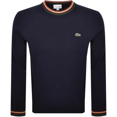 Lacoste Crew Neck Knit Jumper Navy In Blue