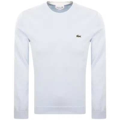 Lacoste Crew Neck Knit Jumper Sky Blue In White