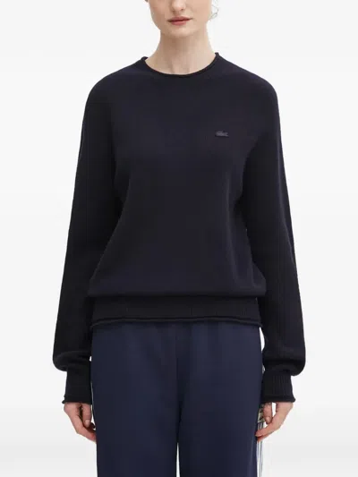 Lacoste Crew-neck Logo Sweater In Blue