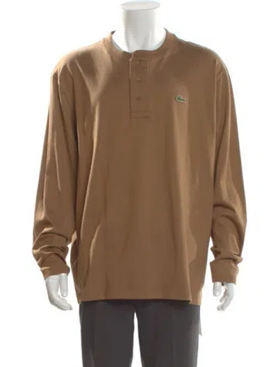 Pre-owned Lacoste Crew Neck Long Sleeve Henley In Brown