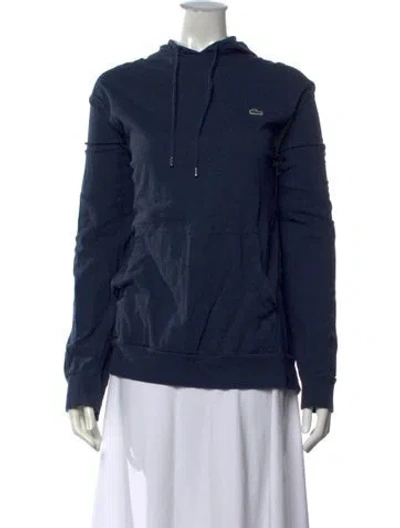 Pre-owned Lacoste Crew Neck Long Sleeve Hoodie In Blue