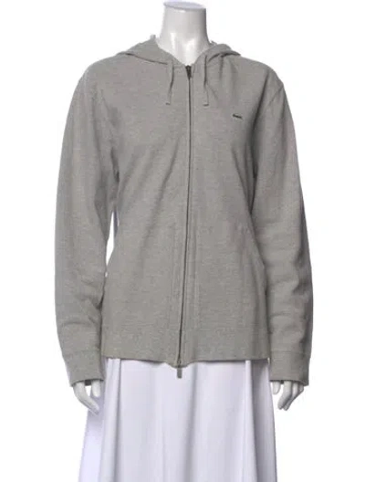Pre-owned Lacoste Crew Neck Long Sleeve Hoodie In Gray