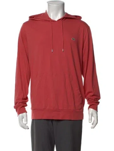 Pre-owned Lacoste Crew Neck Long Sleeve Hoodie In Red