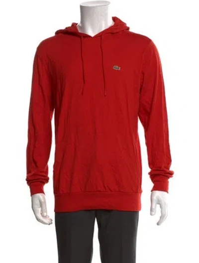 Pre-owned Lacoste Crew Neck Long Sleeve Hoodie In Red