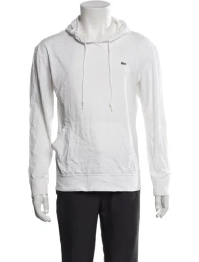 Pre-owned Lacoste Crew Neck Long Sleeve Hoodie In White
