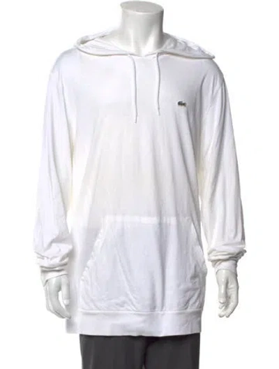 Pre-owned Lacoste Crew Neck Long Sleeve Hoodie In White