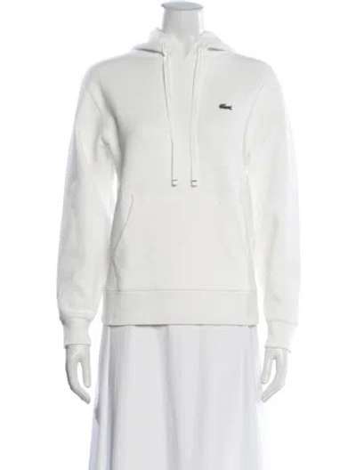 Pre-owned Lacoste Crew Neck Long Sleeve Hoodie In White