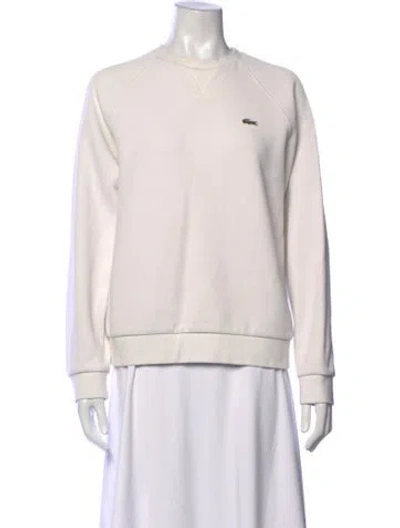 Pre-owned Lacoste Crew Neck Long Sleeve Sweatshirt In White