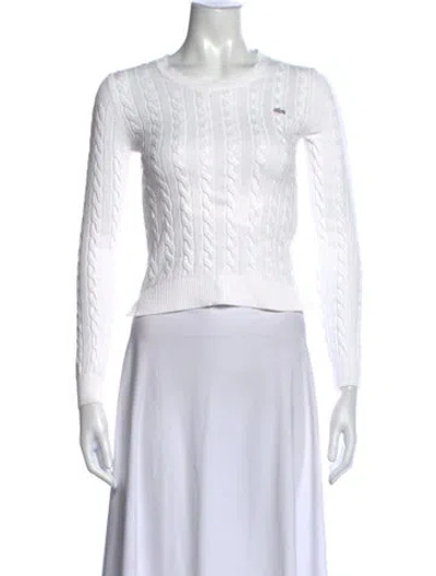 Pre-owned Lacoste Crew Neck Long Sleeve Top In White