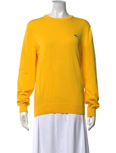 Pre-owned Lacoste Crew Neck Long Sleeve Top In Yellow