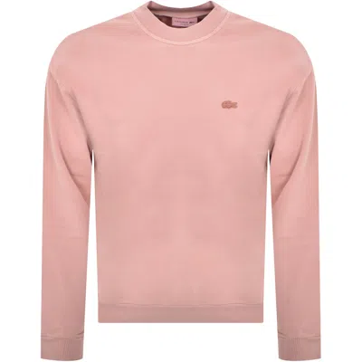 Lacoste Crew Neck Loose Fit Sweatshirt Pink