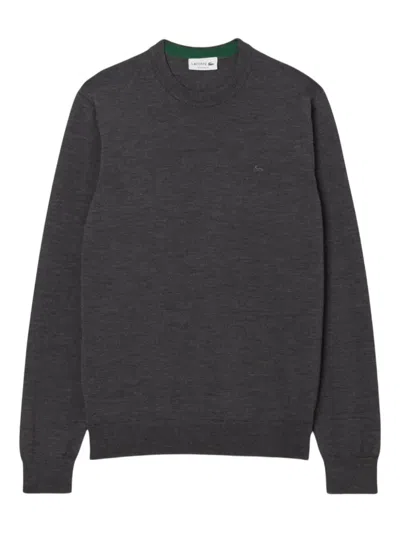 Lacoste Crew-neck Merino-wool Sweater In Gray