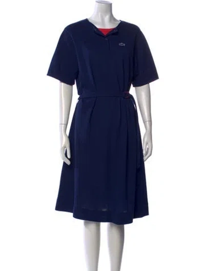 Pre-owned Lacoste Crew Neck Midi Length Dress In Blue