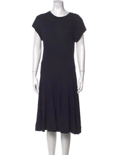 Pre-owned Lacoste Crew Neck Midi Length Dress In Blue