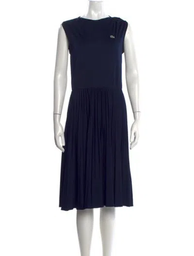 Pre-owned Lacoste Crew Neck Midi Length Dress In Blue