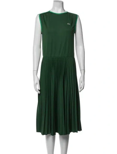 Pre-owned Lacoste Crew Neck Midi Length Dress In Green
