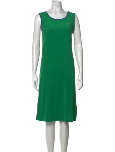 Pre-owned Lacoste Crew Neck Midi Length Dress In Green