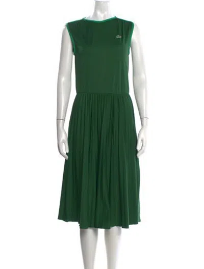 Pre-owned Lacoste Crew Neck Midi Length Dress In Green
