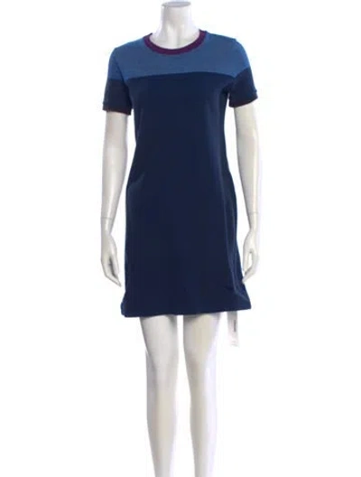 Pre-owned Lacoste Crew Neck Mini Dress In Blue