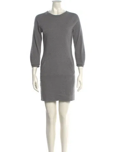 Pre-owned Lacoste Crew Neck Mini Dress In Gray