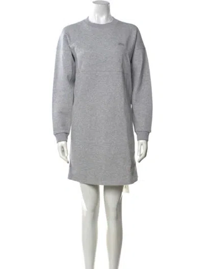 Pre-owned Lacoste Crew Neck Mini Dress In Grey