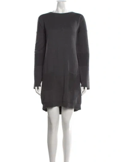 Pre-owned Lacoste Crew Neck Mini Dress In Grey