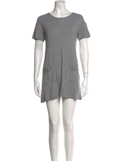 Pre-owned Lacoste Crew Neck Mini Dress In Grey