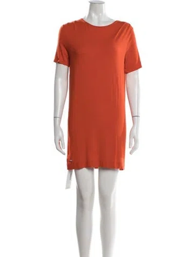 Pre-owned Lacoste Crew Neck Mini Dress In Orange