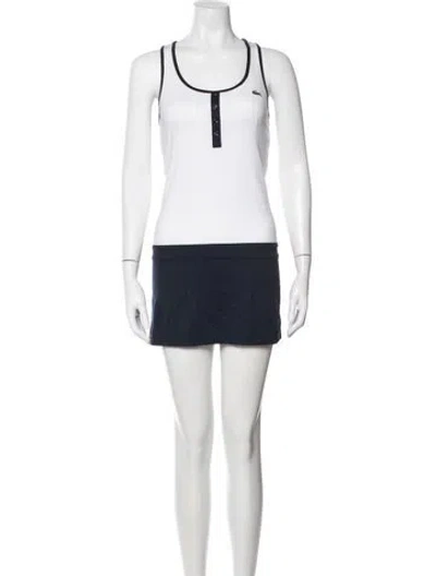 Pre-owned Lacoste Crew Neck Mini Dress In White