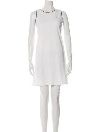 Pre-owned Lacoste Crew Neck Mini Dress In White