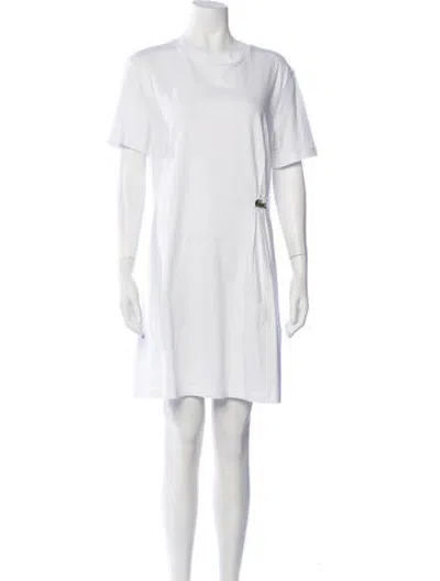Pre-owned Lacoste Crew Neck Mini Dress In White