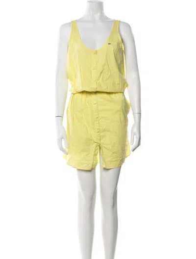 Pre-owned Lacoste Crew Neck Mini Dress In Yellow