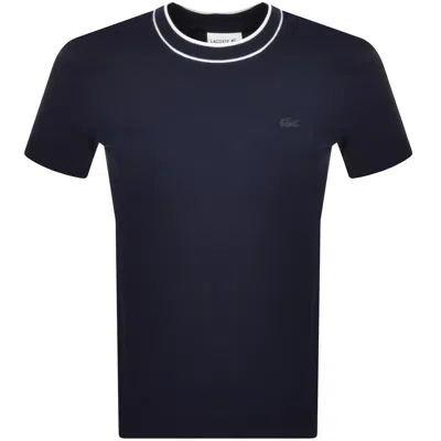 Lacoste Crew Neck Pique T Shirt Navy In Blue